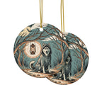 Siberian Husky Halloween Poster ceramic ornament by Tritan, front and back