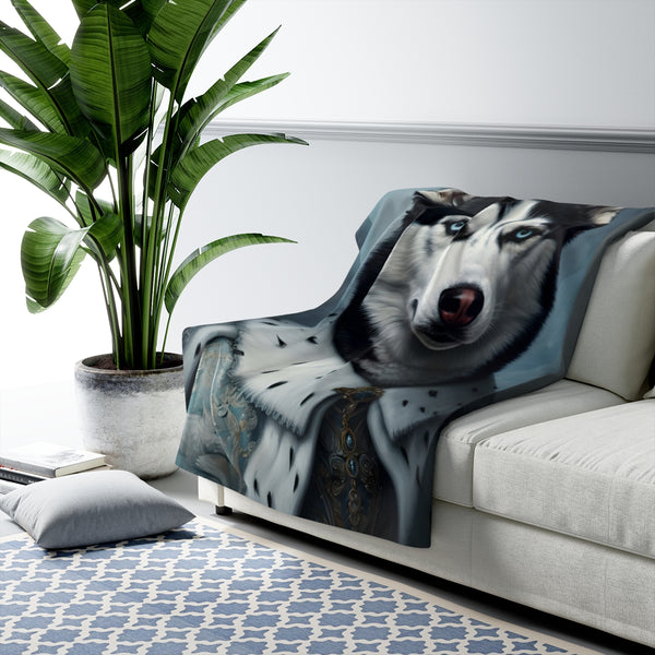 Husky Kings & Queens Royal Portrait Regal Throw Blanket | Premium Dog Prints | Tritan — Lifestyle View