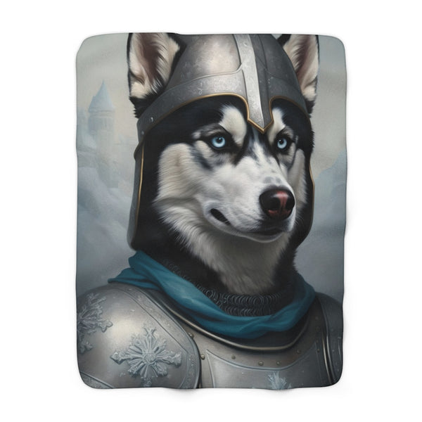 Husky Medieval Knight Portrait Regal Throw Blanket | Premium Dog Prints | Tritan
