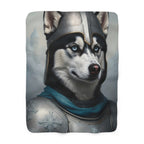 Siberian Husky Medieval Knight sherpa blanket by Tritan, front