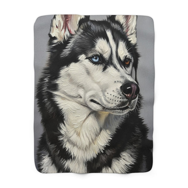 Husky Oil Portrait Regal Throw Blanket | Premium Dog Prints | Tritan