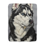 Siberian Husky Oil Portrait sherpa blanket by Tritan, front