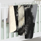 Siberian Husky Oil Portrait sherpa blanket by Tritan, on bed