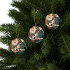 Jack Russell Terrier Halloween Poster ceramic ornament by Tritan, set