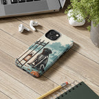 Labrador Retriever Halloween tough phone case by Tritan, on a desk