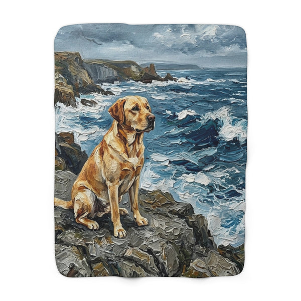 Labrador Retriever Acrylic Gallery Print Coastal Cliffside Throw Blanket | Premium Dog Prints | Tritan