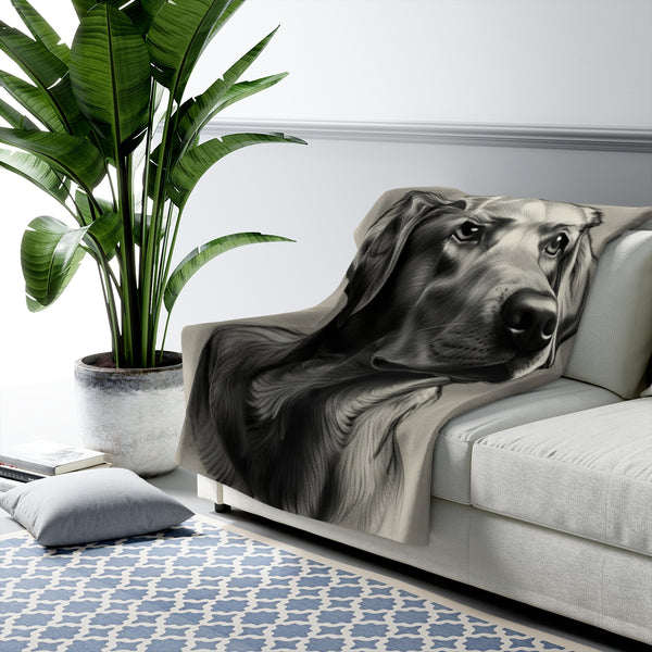 Labrador Retriever Charcoal Portrait Throw Blanket | Premium Dog Prints | Tritan — Lifestyle View