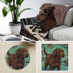 Labrador Retriever Japanese Print cozy gift set: sherpa fleece blanket, cork-back coaster, and vinyl sticker
