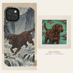 Labrador Retriever Japanese Print phone and sticker gift set: dual-layer iPhone 15 Pro tough case and 3x3 vinyl sticker