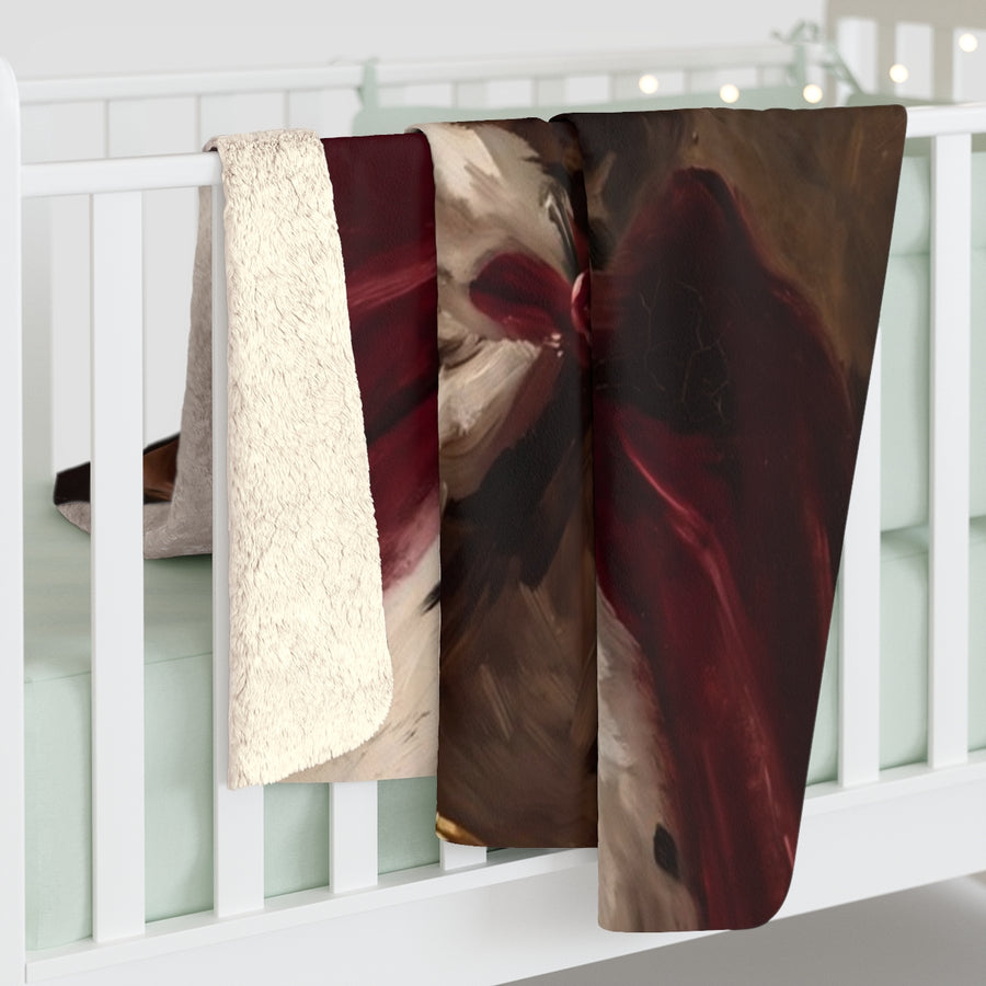 Labrador Retriever Kings & Queens sherpa blanket by Tritan, on bed