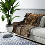 Labrador Retriever Medieval Knight sherpa blanket by Tritan, on sofa