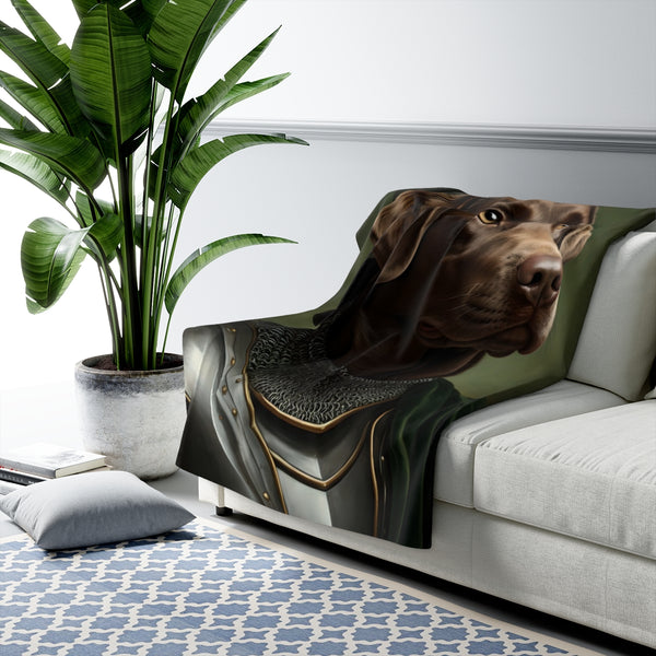 Labrador Retriever Medieval Knight Portrait Regal Throw Blanket | Premium Dog Prints | Tritan — Lifestyle View