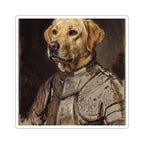 Labrador Retriever Medieval Knight vinyl sticker by Tritan, front