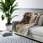 Labrador Retriever Oil Portrait sherpa blanket by Tritan, on sofa