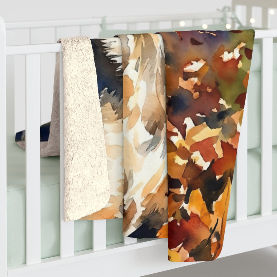 Labrador Retriever Watercolor sherpa blanket by Tritan, on bed