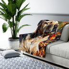 Labrador Retriever Watercolor sherpa blanket by Tritan, on sofa