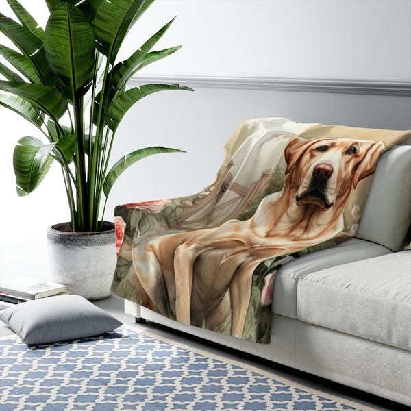 Labrador Retriever Watercolor Cottage Garden Throw Blanket | Premium Dog Prints | Tritan — Lifestyle View