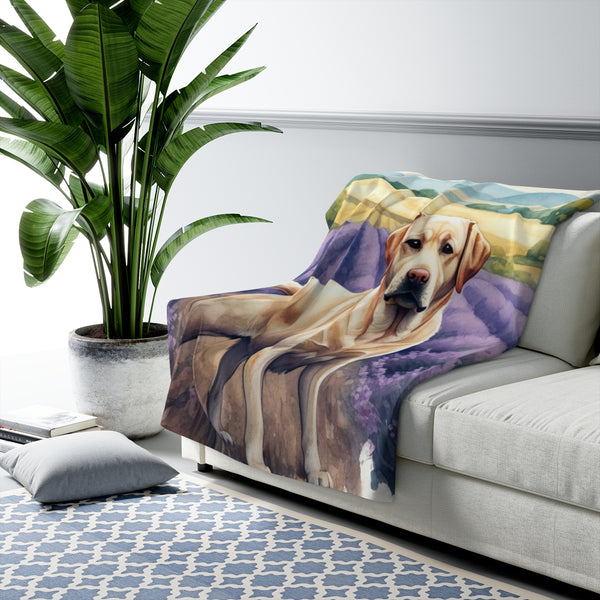 Labrador Retriever Watercolor Lavender Fields Throw Blanket | Premium Dog Prints | Tritan — Lifestyle View