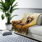 Labrador Retriever Watercolor Meadow Golden Throw Blanket | Premium Dog Prints | Tritan