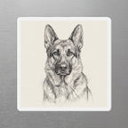 German Shepherd Graphite die-cut magnet by Tritan, angled view