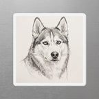 Siberian Husky Graphite die-cut magnet by Tritan, angled view