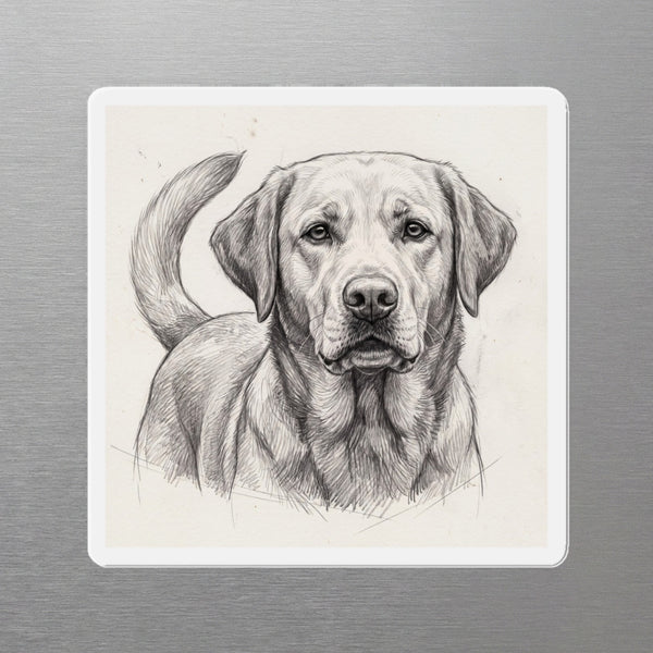 Labrador Retriever Graphite Portrait Magnet, Pencil Sketch Dog Art, Labrador Retriever Lover Gift, Die-Cut Fridge Magnet