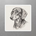 Dachshund Graphite die-cut magnet by Tritan, angled view