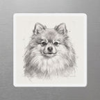 Pomeranian Graphite die-cut magnet by Tritan, angled view