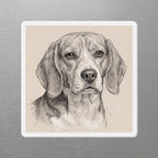Beagle Graphite die-cut magnet by Tritan, angled view