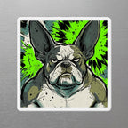 French Bulldog Comic Pop Art die-cut magnet by Tritan, angled view