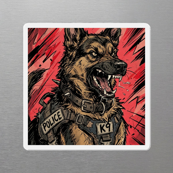 German Shepherd Comic Pop Magnet, Bold Dog Art, German Shepherd Lover Gift, Die-Cut Fridge Magnet