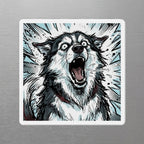 Siberian Husky Comic Pop Art die-cut magnet by Tritan, angled view