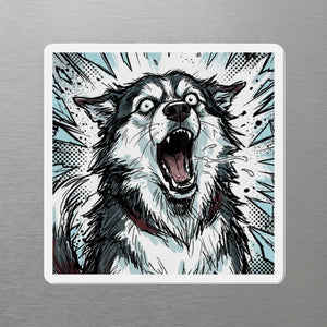Siberian Husky Comic Pop Magnet, Bold Dog Art, Siberian Husky Lover Gift, Die-Cut Fridge Magnet