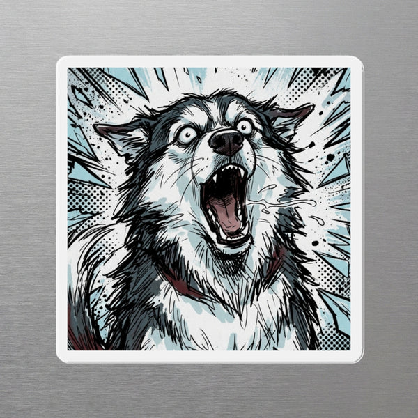 Siberian Husky Comic Pop Magnet, Bold Dog Art, Siberian Husky Lover Gift, Die-Cut Fridge Magnet