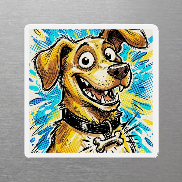 Labrador Retriever Comic Pop Art die-cut magnet by Tritan, angled view