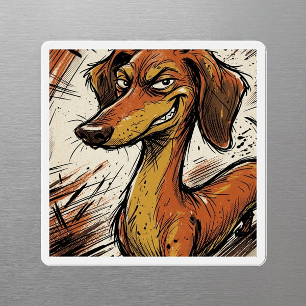 Dachshund Comic Pop Magnet, Bold Dog Art, Dachshund Lover Gift, Die-Cut Fridge Magnet