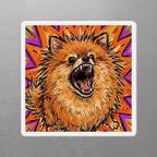 Pomeranian Comic Pop Art die-cut magnet by Tritan, angled view