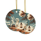 Maltese Halloween Poster ceramic ornament by Tritan, front and back