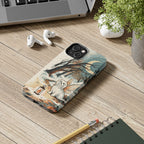 Maltese Halloween tough phone case by Tritan, on a desk