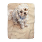 Maltese Oil Portrait sherpa blanket by Tritan, front