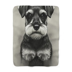 Miniature Schnauzer Charcoal Portrait Sherpa Fleece Blanket | Dog Lover Gift