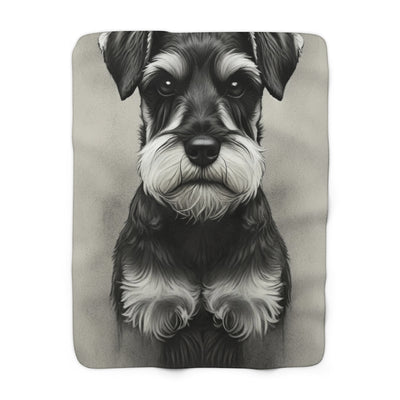 Miniature Schnauzer Charcoal Portrait Sherpa Fleece Blanket | Dog Lover Gift