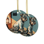 Miniature Schnauzer Halloween Poster ceramic ornament by Tritan, front and back