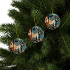 Miniature Schnauzer Halloween Poster ceramic ornament by Tritan, set
