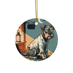 Miniature Schnauzer Halloween Poster ceramic ornament by Tritan, front