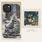 Miniature Schnauzer Japanese Print phone and sticker gift set: dual-layer iPhone 15 Pro tough case and 3x3 vinyl sticker