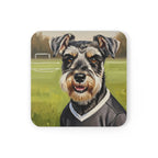 Miniature Schnauzer Oil Painting Soccer Portrait Coaster | Dog Art Gift for Schnauzer Lovers | Pet Parent Decor