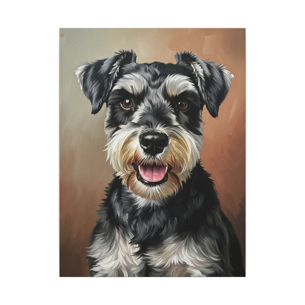 Miniature Schnauzer Oil Portrait Canvas Print | Dog Mom Gift | Schnauzer Wall Art | Pet Lover Gift | distinctive Home Decor | Animal Art — Lifestyle View
