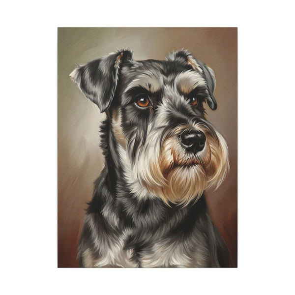 Miniature Schnauzer Oil Portrait Canvas Print - Regal Dog Wall Art Gift for Schnauzer Lovers & Home Decor — Lifestyle View