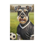 Miniature Schnauzer Soccer Portrait canvas print by Tritan, front